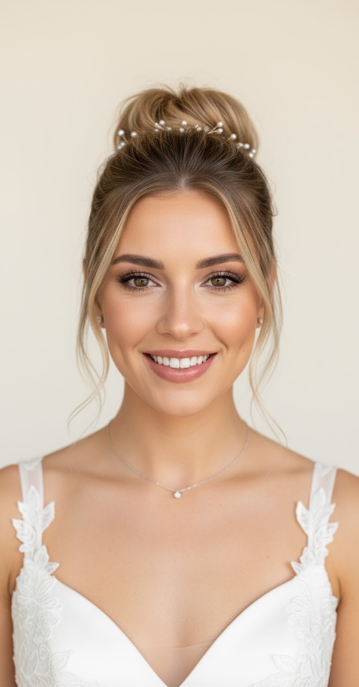 After High Messy Bun Wedding Hair